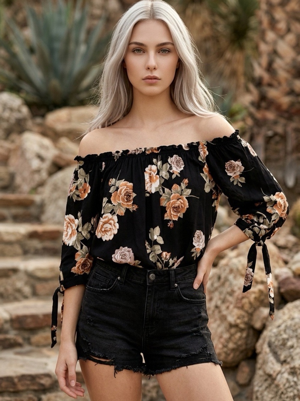 One Clothing Off-Shoulder Floral Top Junior's Size S